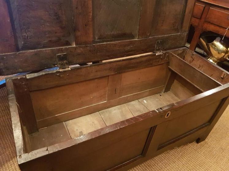 Antique George II Period Oak Panelled Coffer - Image 2