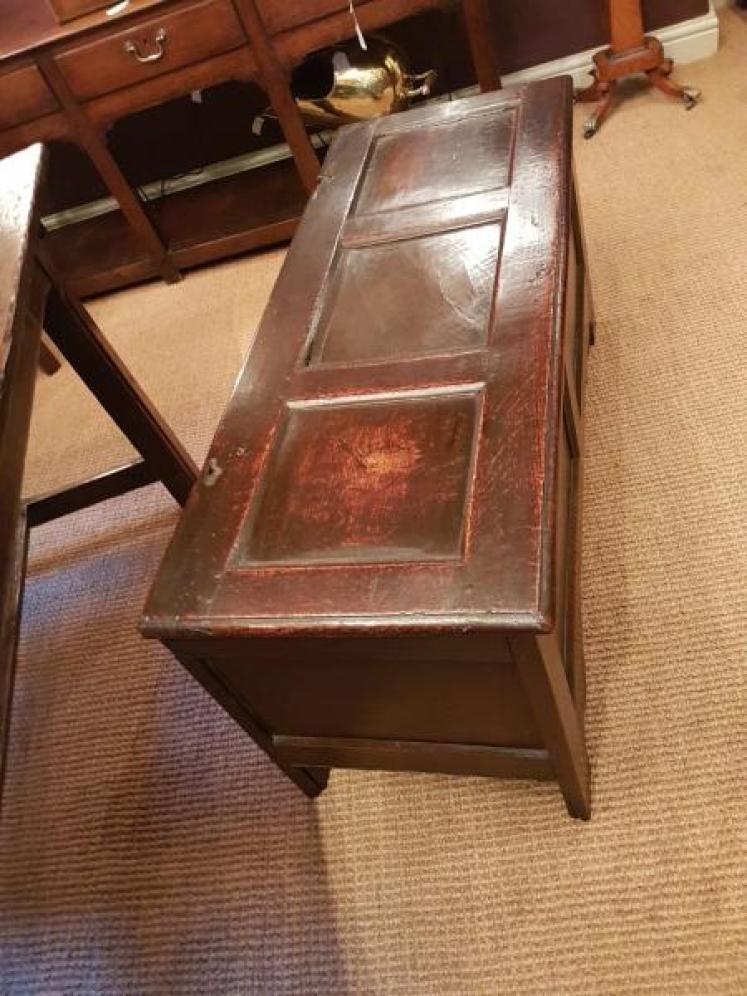 Antique George II Period Oak Panelled Coffer - Image 5