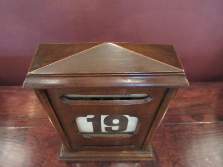 Antique Mahogany Perpetual Desk Calendar - Image 3