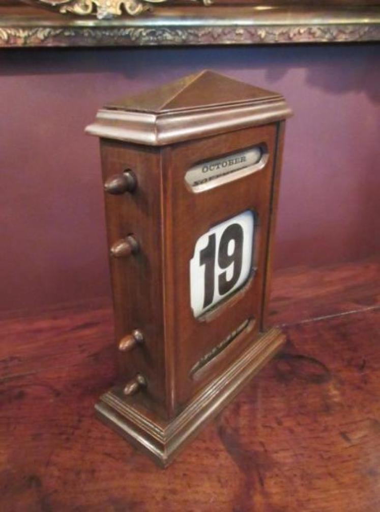 Antique Mahogany Perpetual Desk Calendar - Image 5