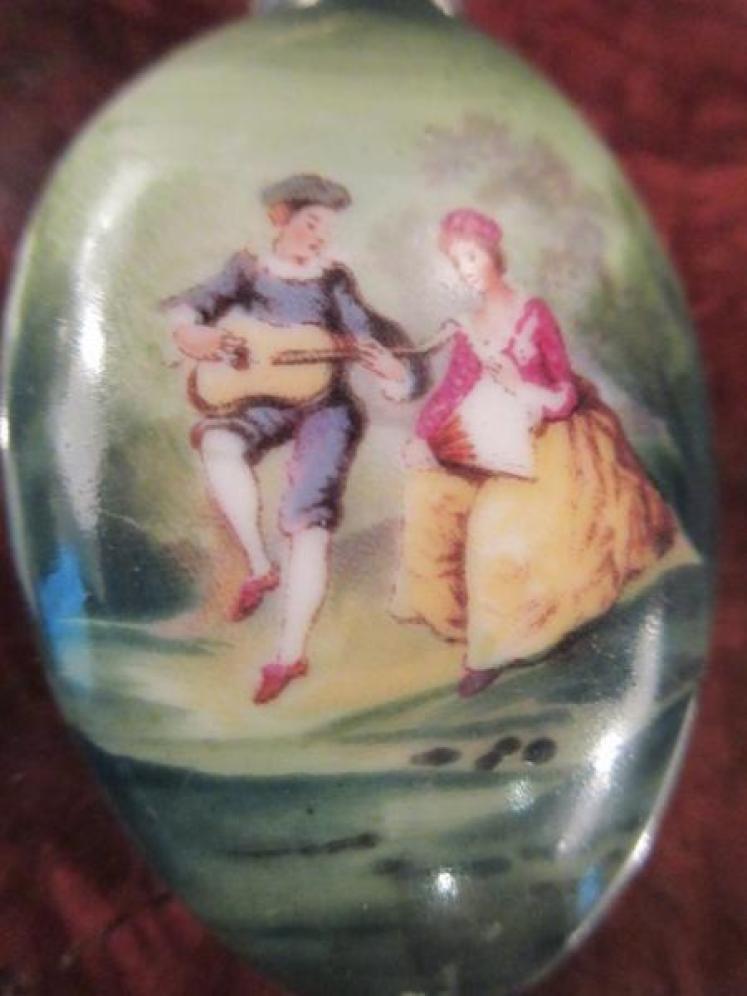 Antique Hand Painted Porcelain & Silver Scent - Image 2