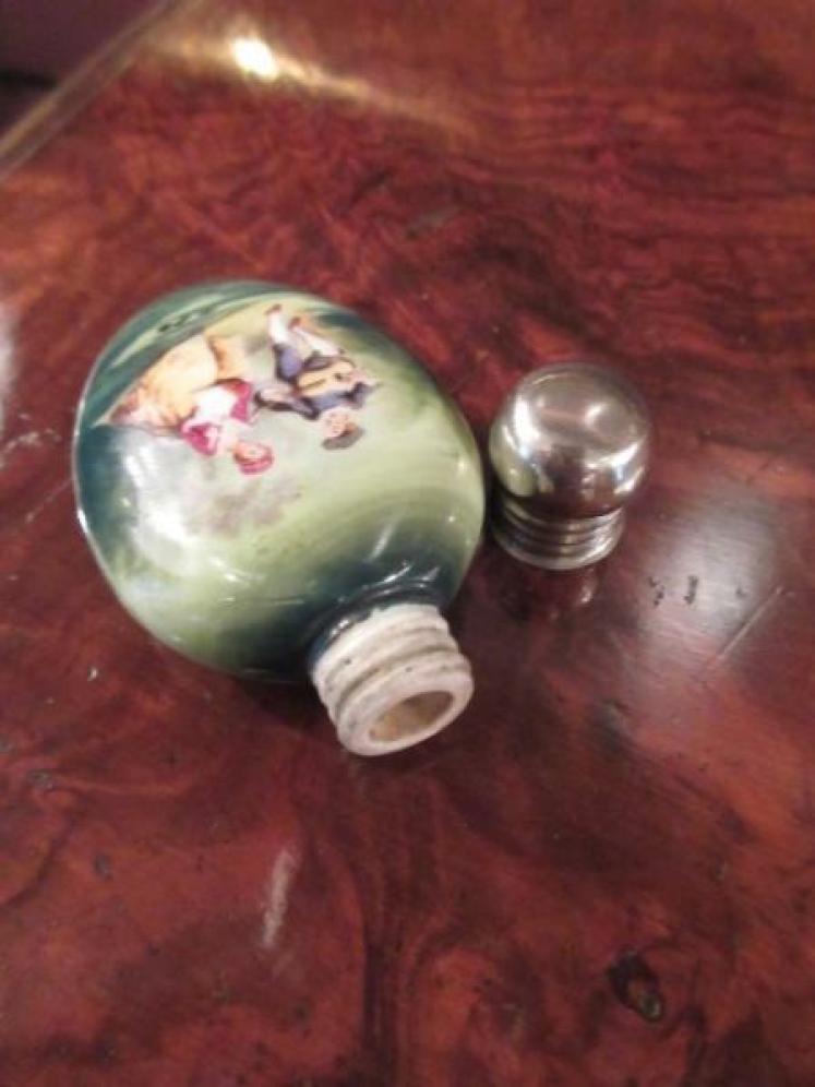 Antique Hand Painted Porcelain & Silver Scent - Image 5