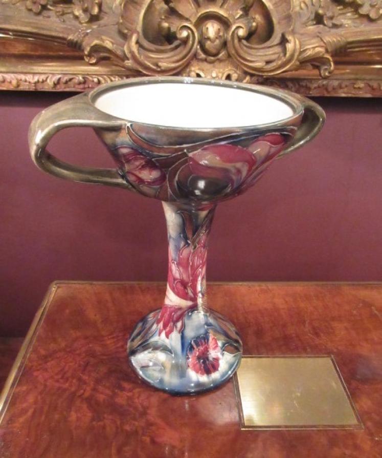 Early Moorcroft Spanish on Ochre Twin Handled Vase - Image 5