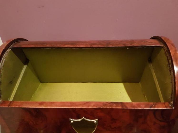 Antique Late Victorian Burr Walnut Tambour Top Jewellery Casket - Image 4