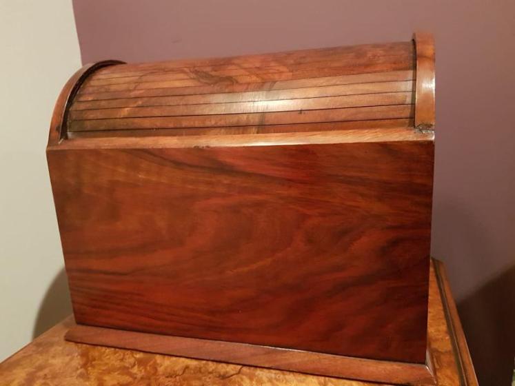 Antique Late Victorian Burr Walnut Tambour Top Jewellery Casket - Image 5