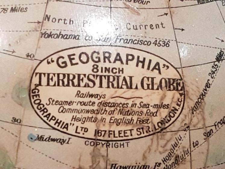 Unusual 1920's Brass Based 8" Library Globe by Geographica - Image 3