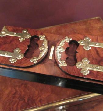 Antique Betjemann's Walnut & Brass Mounted Bookslide