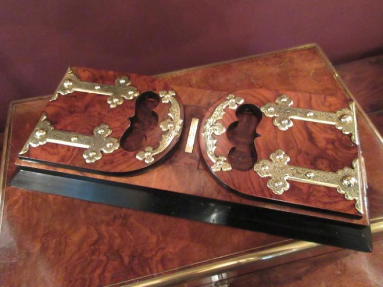Antique Betjemann's Walnut & Brass Mounted Bookslide - Image 1