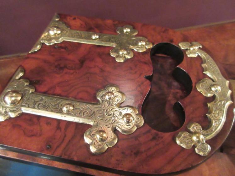 Antique Betjemann's Walnut & Brass Mounted Bookslide - Image 4