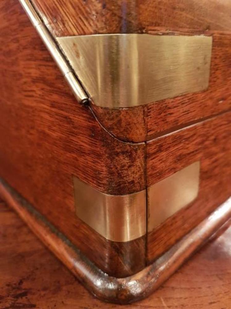 Superb Antique Brass Bound Oak Fitted Stationary Box - Image 4