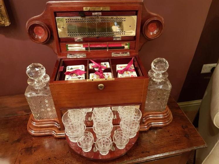 Magnificent Antique Tantalus and Games Box - Image 1