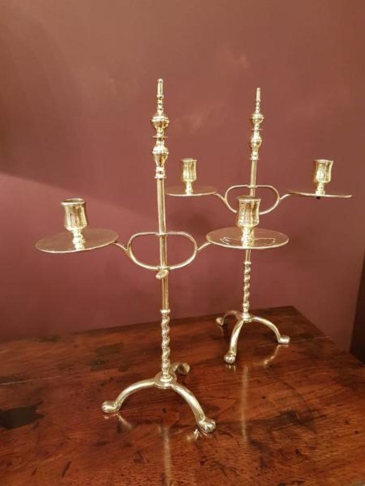 Pair of Early Victorian Brass Rise and Fall Candelabra - Image 1