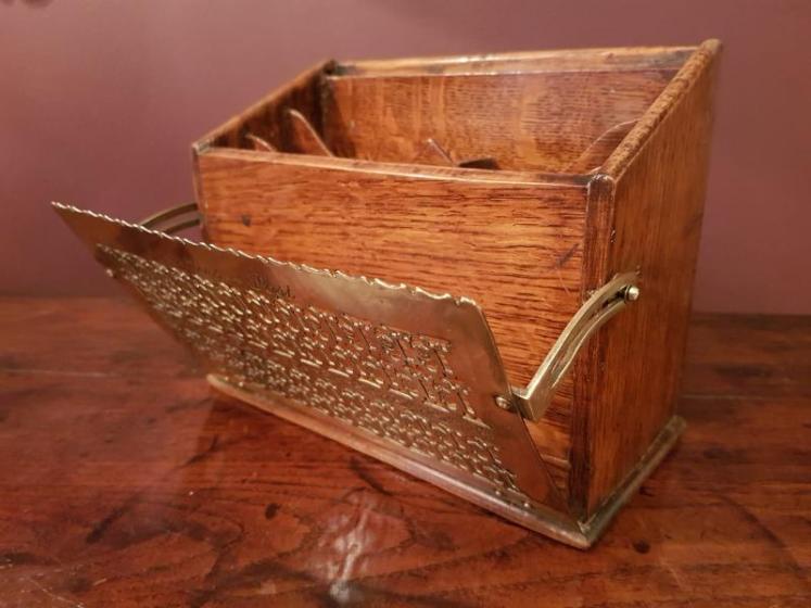 Victorian Oak and Fretted Brass Letter Rack - Image 3