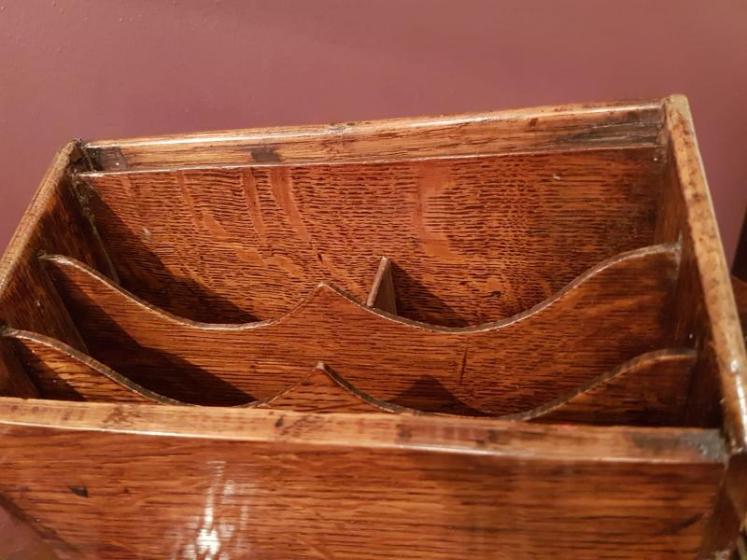 Victorian Oak and Fretted Brass Letter Rack - Image 4