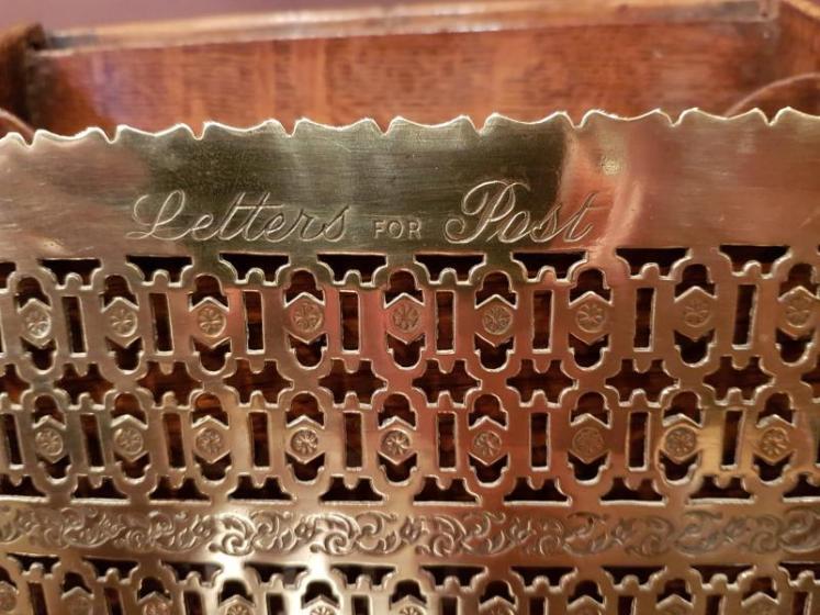 Victorian Oak and Fretted Brass Letter Rack - Image 5