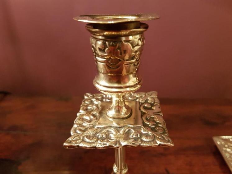Pair of Late Victorian Brass Desk Candlesticks - Image 2
