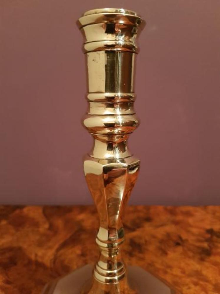 Pair of Antique Regency Brass Seemed Candlesticks - Image 2