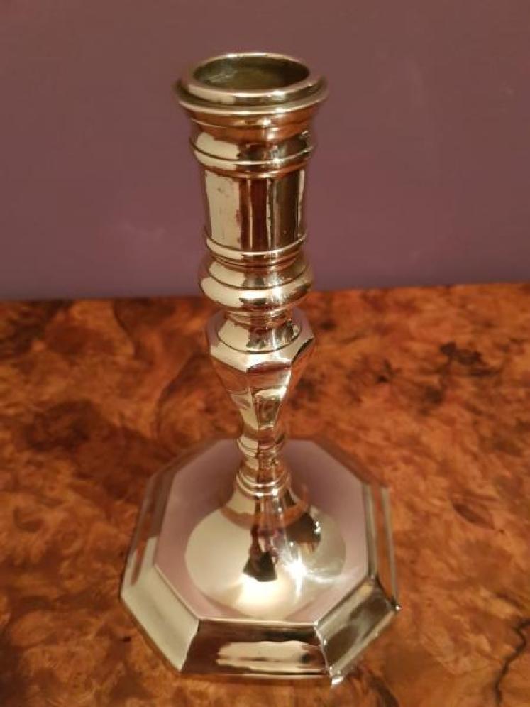 Pair of Antique Regency Brass Seemed Candlesticks - Image 3