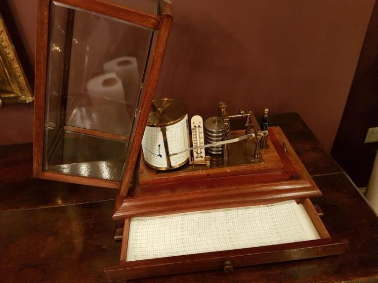Edwardian Period Mahogany Barograph with Thermometer - Image 2
