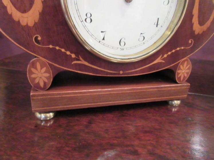 Antique Sheraton Inlaid Shaped Mantel Clock - Image 4