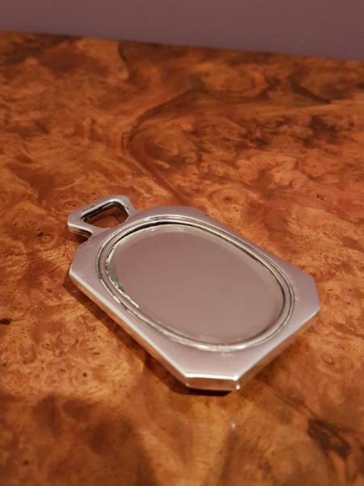 George V engine Turned Enamel Silver Pocket Mirror - Image 4