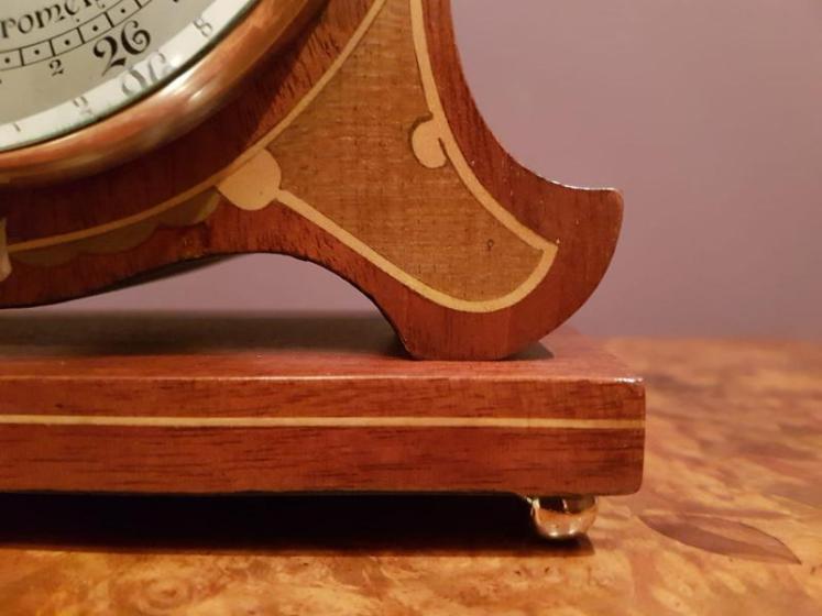 Fine Quality Antique Inlaid Mahogany Case Desktop Barometer - Image 4
