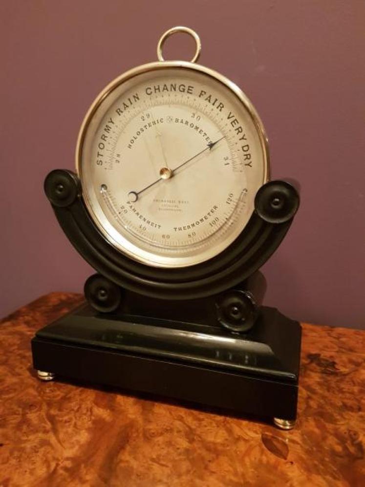 Victorian Brass Cased Marine Barometer and Original Stand - Image 1