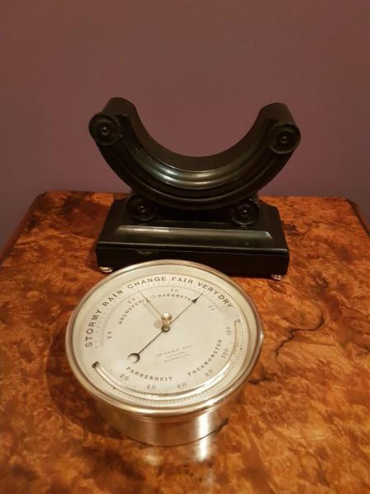 Victorian Brass Cased Marine Barometer and Original Stand - Image 3