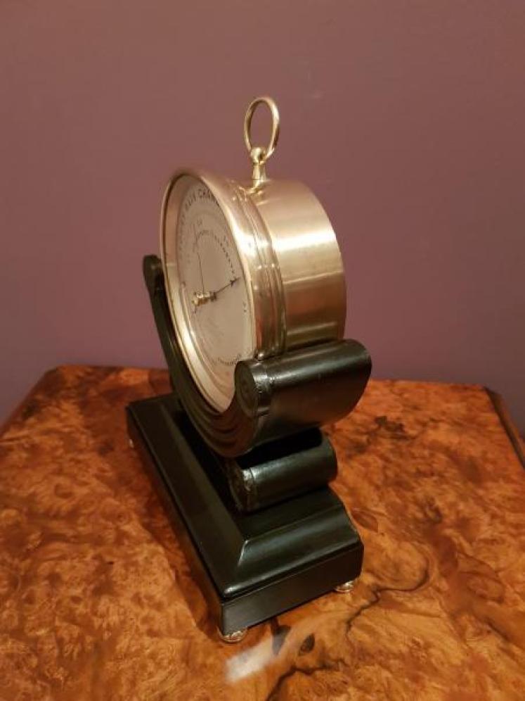 Victorian Brass Cased Marine Barometer and Original Stand - Image 5