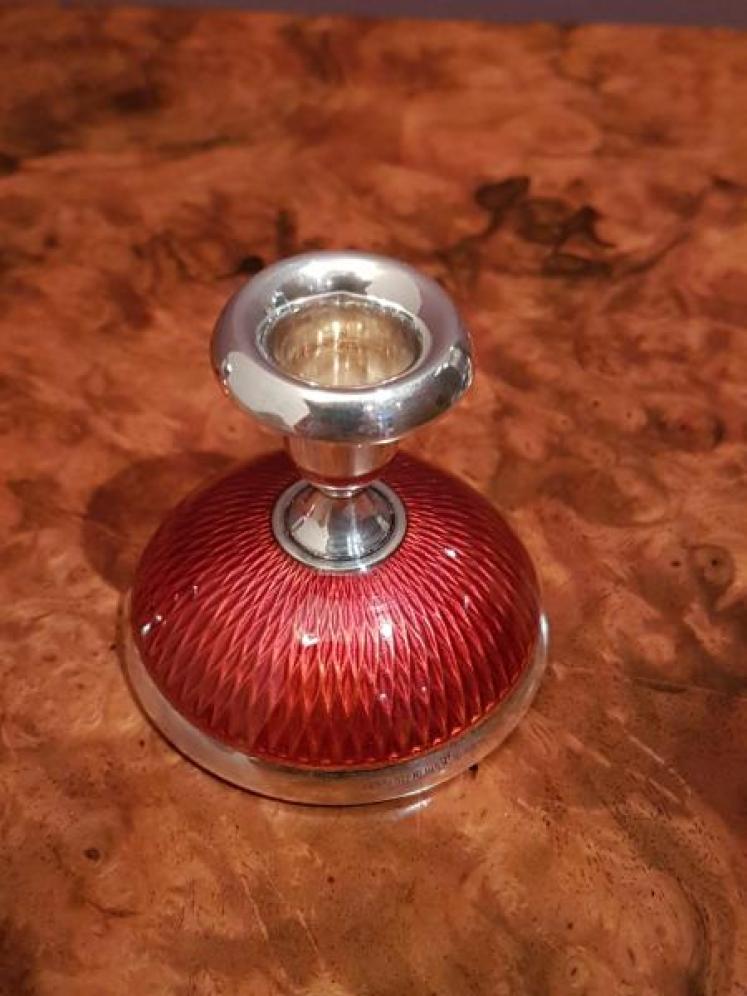 Pair of Small Silver and Enamel Candlesticks - Image 2