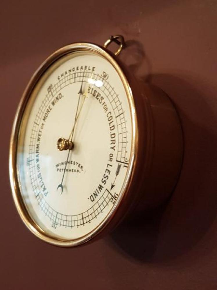 Victorian Brass Cased Porcelain Dial Marine Barometer - Image 5