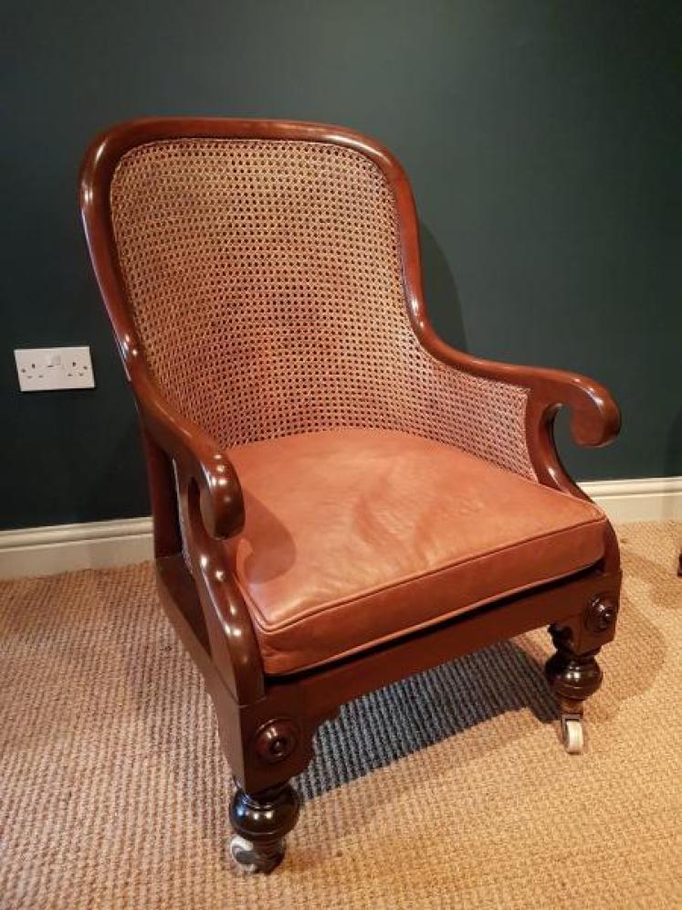 Superb William IV Mahogany Bergere Library Chair - Image 1