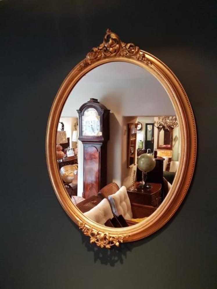 Antique Timber Gilt Oval Mirror - Image 1