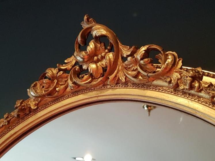 Antique Timber Gilt Oval Mirror - Image 2