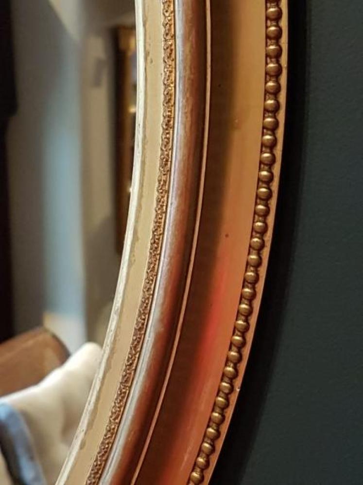 Antique Timber Gilt Oval Mirror - Image 3