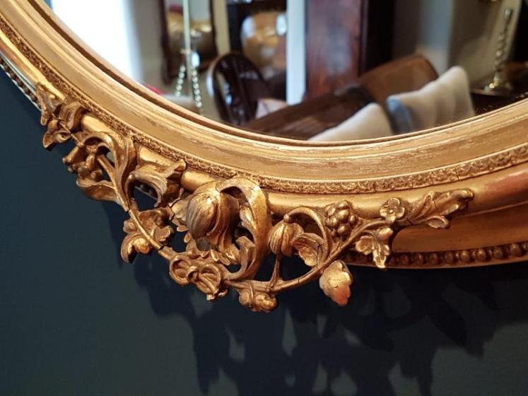 Antique Timber Gilt Oval Mirror - Image 4