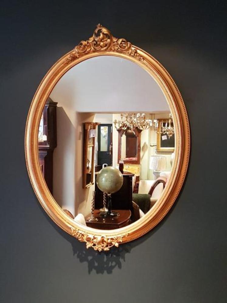 Antique Timber Gilt Oval Mirror - Image 5