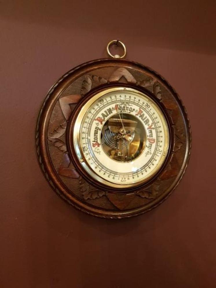 Antique Carved Mahogany Victorian Barometer - Image 1