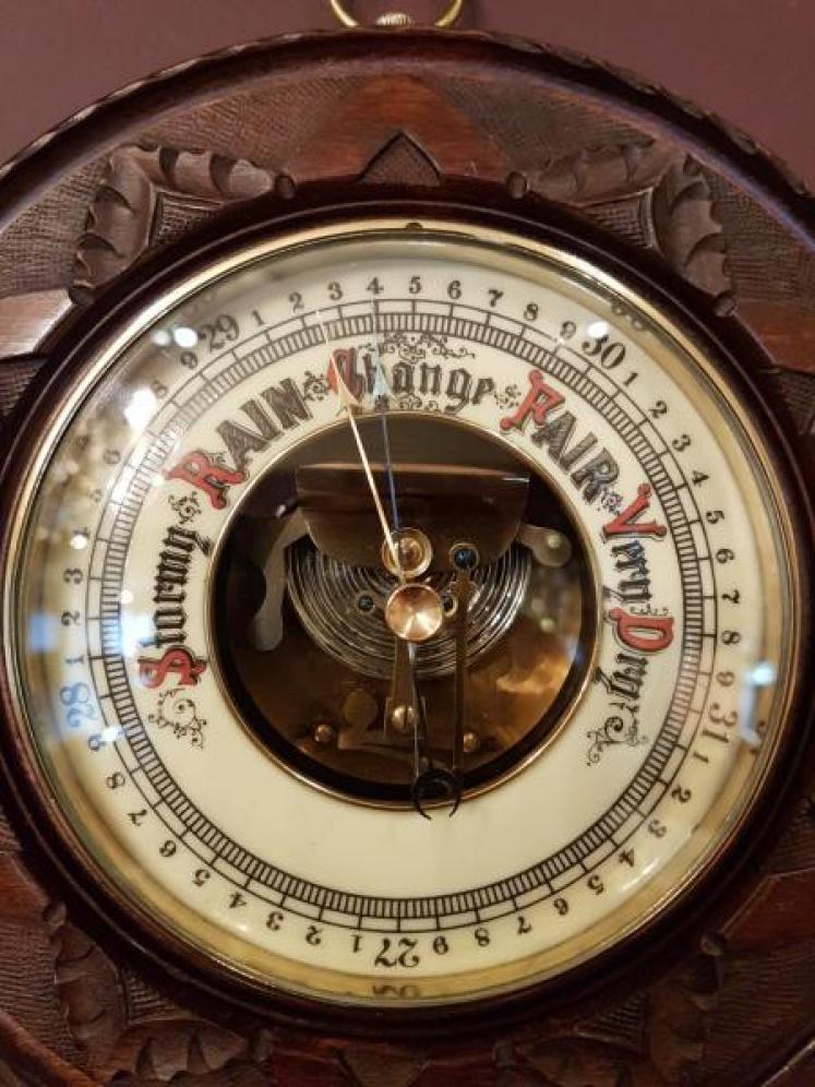 Antique Carved Mahogany Victorian Barometer - Image 2