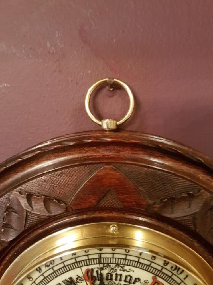 Antique Carved Mahogany Victorian Barometer - Image 3