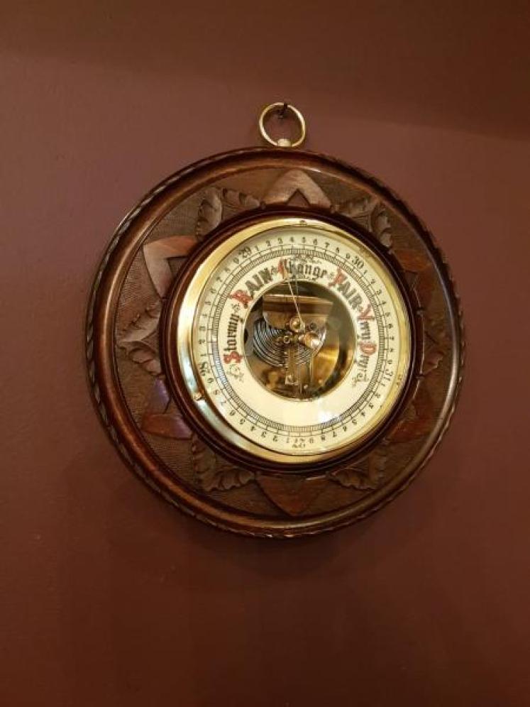 Antique Carved Mahogany Victorian Barometer - Image 5