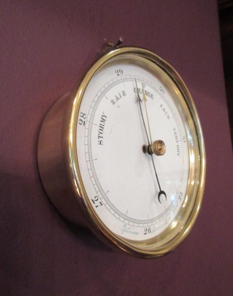 Antique Victorian Polished Brass Marine Barometer - Image 2