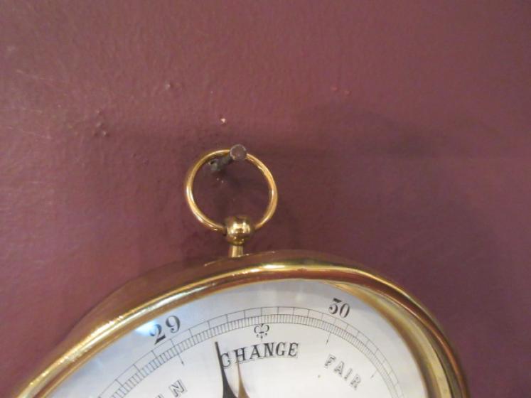 Antique Victorian Polished Brass Marine Barometer - Image 4