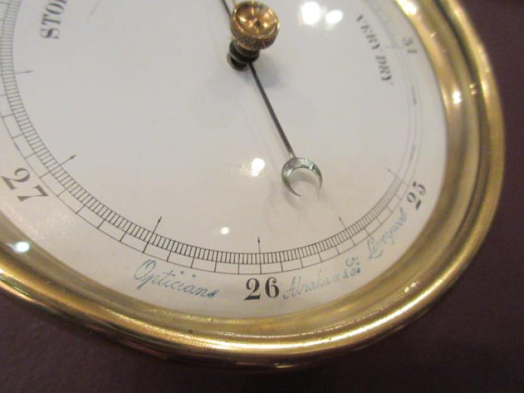Antique Victorian Polished Brass Marine Barometer - Image 5