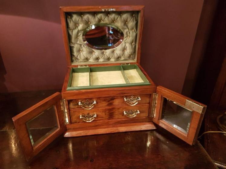 Antique Victorian Walnut Dome Top Jewel Box - Image 2