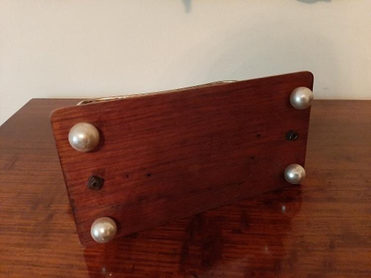 Antique Brass & Polished Oak Letter Rack - Image 4