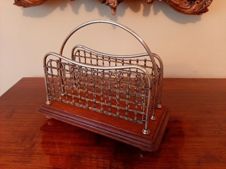 Antique Brass & Polished Oak Letter Rack - Image 5