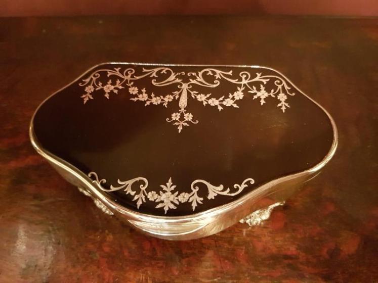 George V Period Antique Silver & Tortoiseshell Jewel Box - Image 2