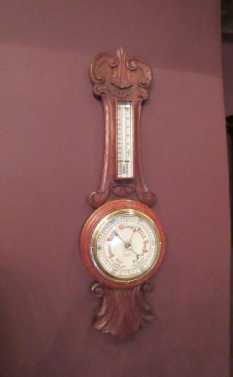 Small Antique Polished Oak Banjo Barometer - Image 1