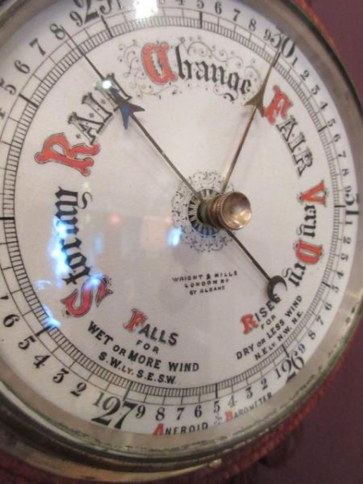 Small Antique Polished Oak Banjo Barometer - Image 3
